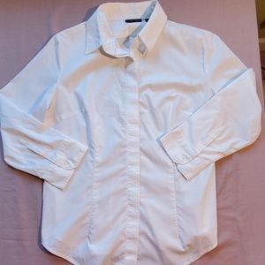 White button down blouse with pleaded front